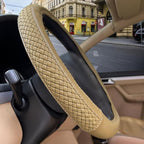Flying Banner car Steering Wheel Cover Faux Leather Massage Universal fit 3D Honeycomb Hole Anti-Slip Sporty 15 Inches (Tan T