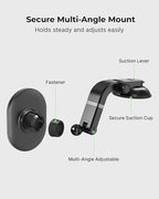 Magnetic Phone Car Mount - Magnetic Cell Phone Holder for Car - Perfect for Magsafe Compatible Device iPhone 12-17 & iPhone Air, Galaxy, Smartphone - Multi-Angle Adjustable Suction Cup