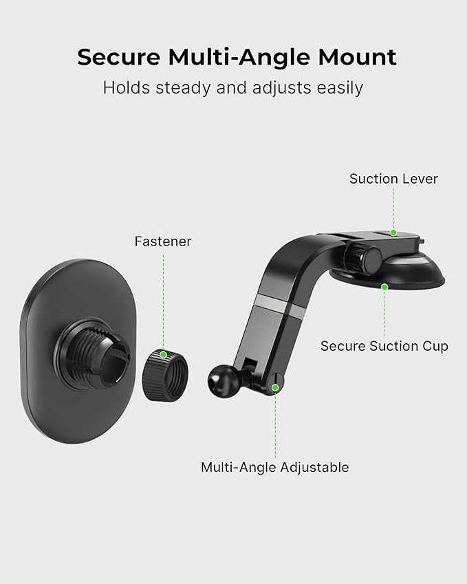 Magnetic Phone Car Mount - Magnetic Cell Phone Holder for Car - Perfect for Magsafe Compatible Device iPhone 12-17 & iPhone Air, Galaxy, Smartphone - Multi-Angle Adjustable Suction Cup