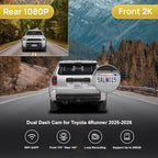 Fitcamx Front 2K+Rear 1080P Dash Cam Adapts for Toyota 4Runner 2025-2026 & Hybrid (HD2-35030), OEM Style, Dual HD Video, Buil