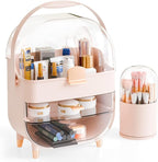 Yieach Countertop Makeup Organizer for Vanity,Large Capacity Skincare Organizers With Drawers and Makeup Brush Holder,Cosmeti