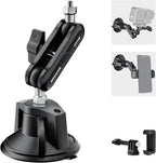 NEEWER Suction Cup Phone Holder & Camera Mount Compatible With GoPro DJI Insta360 iPhone, Car Phone Mount with Action Camera Adapter 360° Magic Arm for POV Windshield Glass Vlog Video Recording, CA158