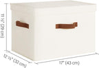 StorageWorks Fabric Storage Bins with Lid, Decorative Storage Boxes for Shelves, Stackable Closet Organizer Basket with Handl