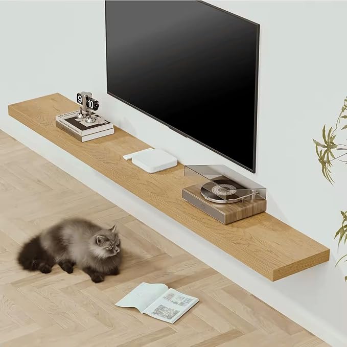Vivelove 12" Deep Floating Shelves with Invisible Brackets, 72" Wall Shelves for Bathroom Bedroom Kitchen Living Room Laundry