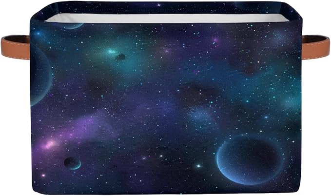 Nebula Galaxy Planet Storage Basket Collapsible Cloth Storage Cube Basket Bins Organizer with Handles Rectangular Large Toys 