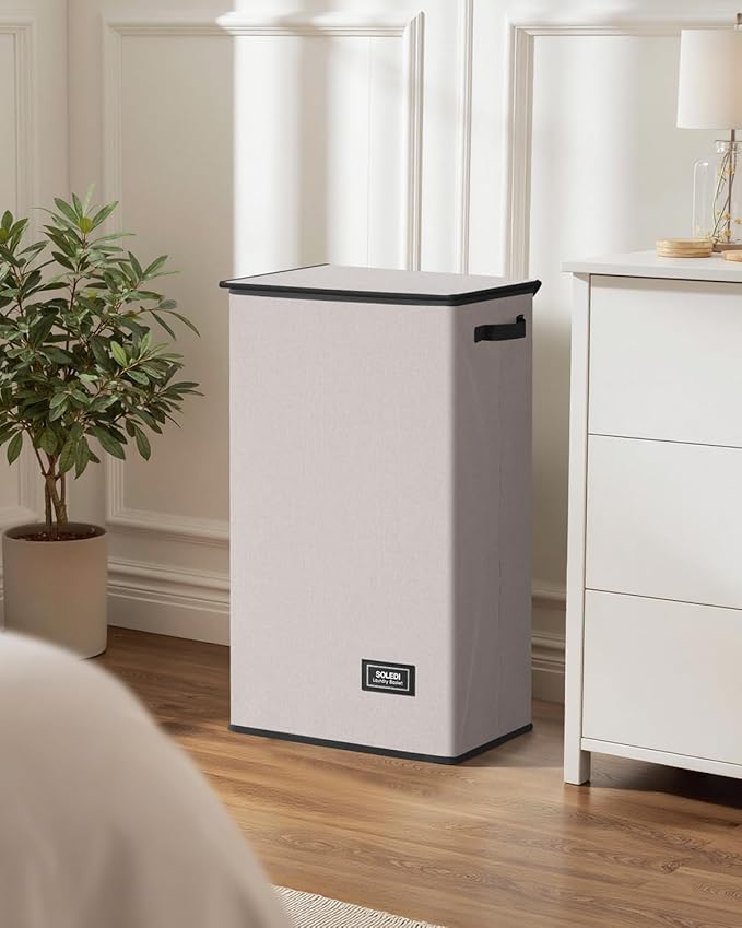 SOLEDI Laundry Hamper with Lid 100L Large & Tall Collapsible Laundry Basket, Clothes Hamper with Bag Removable Easy to Carry,