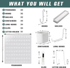Wall-Mounted Pegboard Kit, 25.2" x 25.2" Organizer Panel – Large, Cost-Effective & Nail-Free Installation White