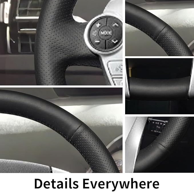 Hand-Stitched Steering Wheel Cover with Microfiber Leather Fit for Toyota Prius 2010-2015/Prius V Prius C 2012-2017/Aqua 2014 2015/Prius Plus 2013/Prius Plug-in Hybrid 2013 DIY Car Interior