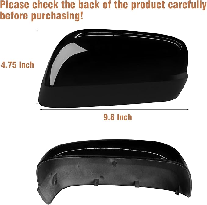 OWITAI Compatible with Honda Fit/Jazz Left Driver Side Mirror Cap Cover 2009 2010 2011 2012 2013, Glossy Black Door Rearview Mirror Cover Replacement Without Turn Signal Light for Fit/Jazz