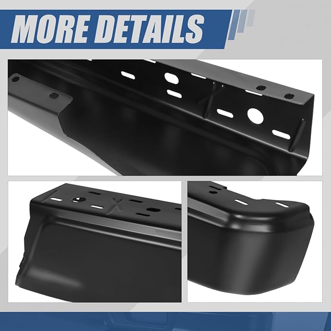 Auto Dynasty Rear Bumper End Caps Cover Compatible with 2015-2020 Ford F-150, Passenger Right Side, Non Parking Sensor Holes, Primered/Painted Black
