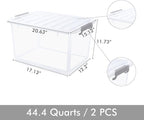 Citylife 44.4 QT Plastic Storage Bins with Latching Lids Stackable Storage Containers for Organizing Large Clear Storage Box 