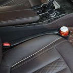 Supin 2 Prices Car Seat Gap Filler Pad PU Leather Console Side Pocket Organizer and one Cup for Cellphone Wallet Coin Key (Black)