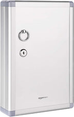 Amazon Basics Cabinet Key lock Box, Silver, 12.5"D x 8.5"W x 2.45"H | 24-Key Position