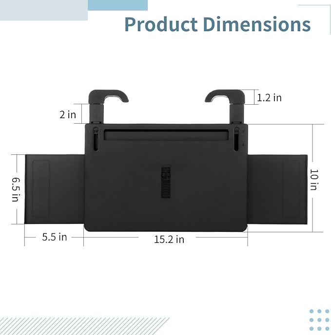 Adjustable Car Steering Wheel Tray, Expandable Car Desk with Rotatable Clip for Laptop & Food, Multipurpose Portable Table for Eating, Working, Gaming