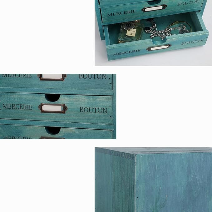 Wooden Storage Box Rustic Desktop Organizer with 2 Drawers Office Desk Accessories Shelf Small Craft Storage Containers Apoth