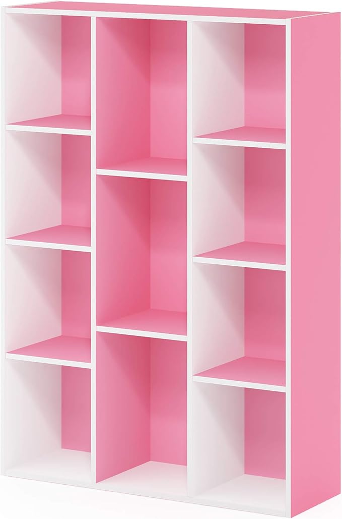 Furinno LUDER Book Shelf, 11-Cube Bookshelf, Reversible Bookcase, 9.4 x 29.1 x 41.7, Easy Assembly, for Living Room, Bedroom,
