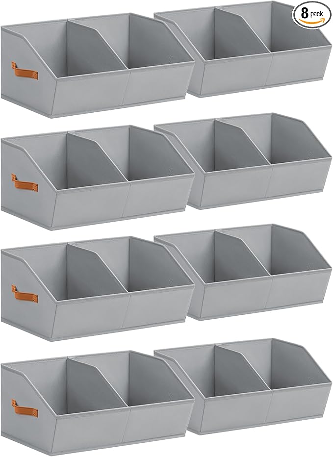 Homsorout Closet Organizers and Storage Bins - 8 Pack Collapsible Divided Trapezoidal Cube Storage Bins Baskets For Organizin