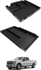 Muslogy Jump Seat Center Console Organizer Compatible with Ford F150 2021-2025 2026 Accessories Underseat Storage Insert Box Console Armrest Divider(Jump Seat ONLY) - 2PCS, Upper & Lower