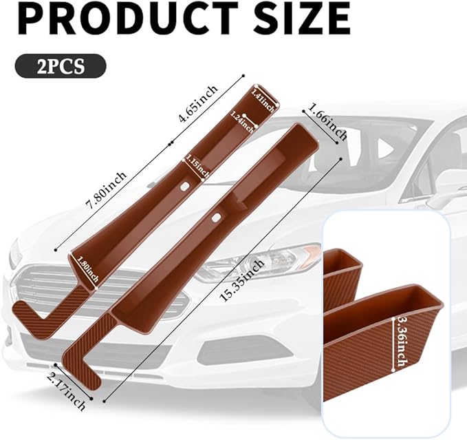 2PCS New Car Seat Gap Filler with 2 Storage Areas,Stylish Car Seat Gap Storage for Stabilizing Phone,Keys Wallet,Universal Car Seat Gap Filler Organizer (Carbon Brown)