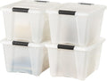 IRIS USA 32 Qt Stackable Plastic Storage Bins with Lids, 4 Pack - BPA-Free, Made in USA - Discreet Organizing Solution, Latch