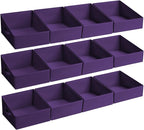DIMJ Closet Storage Bins 12 Pack - Fabric Storage Baskets for Shelves, Collapsible Clothes Organizer with Handles, Trapezoid 