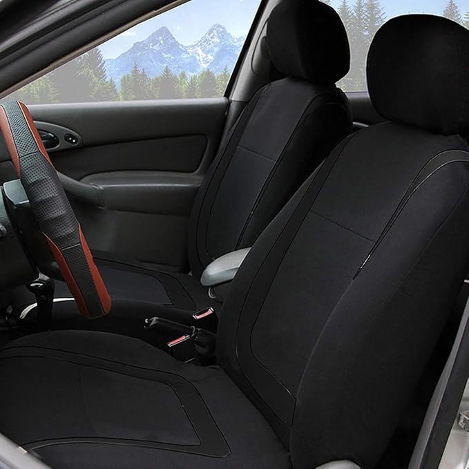 BELOMI Car Seat Covers Full Set, Breathable Premium Cloth Automotive Seat Cover, Universal Front and Rear Seat Covers, Easy t