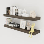 Floating Shelves Board for Wall with Brackets – 36" L x 8" W x 2" T Rich Walnut Melamine Wood Floating Shelves for Bathroom, 