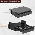 Under Desk Drawer 15.7" x 11.8" x 4.3", Under Desk Pull Out Drawer with Lock and Keys, 4.3” & 7.5” Optional Bracket Height, S