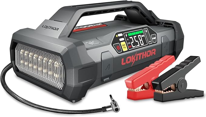 LOKITHOR JA300 Jump Starter with Air Compressor 1500Amp 12V Portable Car Battery Booster Pack for Upto 7.0L Gas or 4.5L