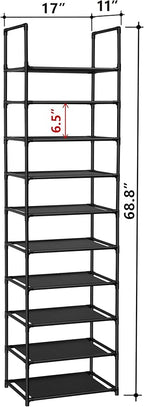 FIDUCIAL HOME 10 Tiers Shoe Rack 20-25 Pairs Sturdy Shoe Shelf