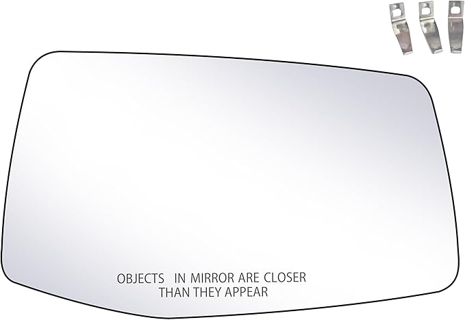 Passenger Side Replacement Mirror Glass - compatible with Chevy & GMC vehicles - Silverado 2019-2024, Sierra 2019-2024 -Heated with backing plate, no blind spot detection, w/o auto dimming