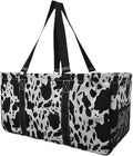 NGIL Extra Large Utility Tote Reusable Grocery Organizing Bag Oversized Collapsible for Storage, Picnic,Car, Beach (Cow Splatter Print-black)