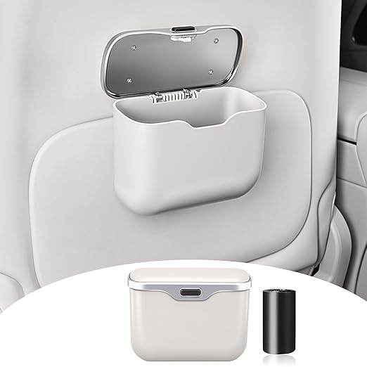 HOLDCY Car Trash Can, Waterproof Multi‑Functional Auto Trash Bin for Door/Console/Seat Back, Universal Vehicle Garbage Can for Car/Truck/SUV Drivers (White)