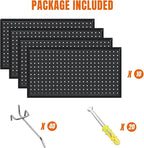 Jack Boss 48x24 Inch Metal Pegboard Wall Organizer, Black Pegboard Panels Tool Organizer Kit with Accessories Hooks and Bins,