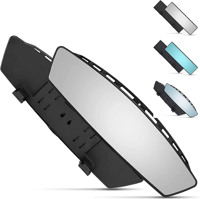 Verivue Universal Panoramic 12-Inch Rear View Mirror, Anti-Glare Wide Angle Car Mirror, Rearview Mirrors Accessory for Baby Rear-Facing, Tint flat Mirrors for Cars and SUVs.