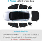 Wigoo 2026 Upgrade Tesla Model Y Juniper Side Window Sunshade [Ice-Crystal Cool, Suction No-Fall] Sun Block for Baby & Camping & Privacy Napping, 7PCS No Front Windshield for Model Y Juniper 2025-2026
