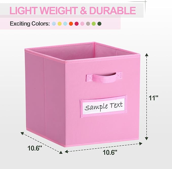 artsdi 11x11 storage cube bins (Set of 10) Foldable Fabric storage cubes with 10 Labels Window Cards & a Pen,11 inch cube sto