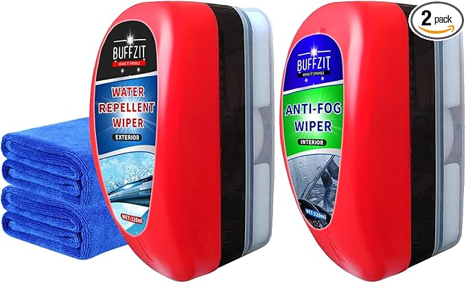 Car Water Repellent & Anti-Fog for Windshield – Quick Interior & Exterior Glass Treatment Bundle, Rain Repellent & Antifoggin