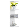 LinTimes 4-Tier LED Wall Shelf with Remote Control, White Floating Shelves Unit, Wall Mounted Display Storage