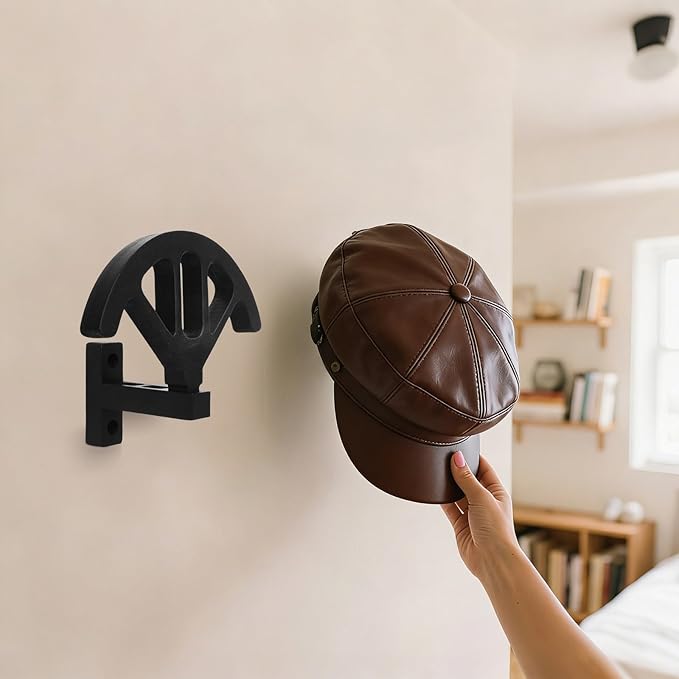 Wall mounted wooden cowboy hat rack, adjustable western cowboy hat rack, used for wide brimmed hats, hat storage, black, for 