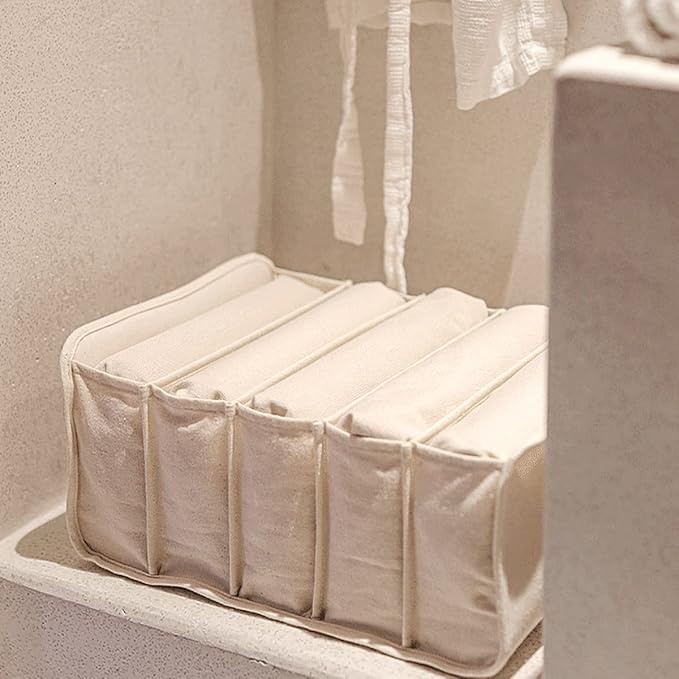 2 Packs Cotton Wardrobe Clothes Organizer, Foldable Closet Organizers and Storage Larger 7 Grids 5 Grids Set Drawer Organizer