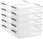 Citylife 10 PCS Plastic Storage Bins with Latching Lids Portable Project Case Clear File Box Stackable Storage Containers for