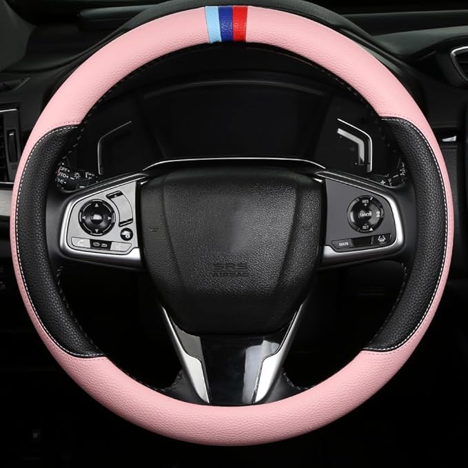 Cxtiy Steering Wheel Cover for BMW X1 X2 X3 X4 X5 X6 330i 530i 740i iX1 iX3 i4 i5 M3 M5 (Pink, Standardized(14.5'-15'))