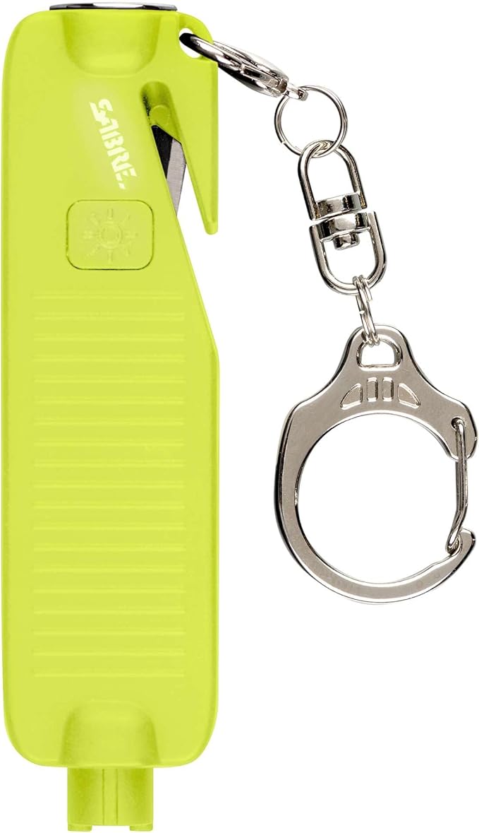 Sabre Safe Escape™ 3-in-1 Car Escape Tool for Car Safety with Spring-Loaded Window Breaker, No Swing Required, Seat Belt Cutt