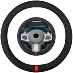 Suede Steering Wheel Cover,Compatible with BMW 325 330 525 530 540 745 M3 M5 X5 Suede Leather Sport Non-Slip Wheel Cover Car Interior Accessories 15.5 16 inch for Man and Women