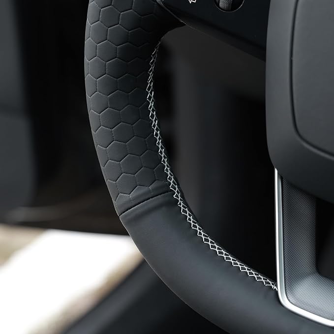 MEWANT DIY Stitching Steering Wheel Cover Wrap for Tesla Model 3 Highland 2023-2025/Model Y 2025 Highland for Tesla Model 3/Model Y Accessories