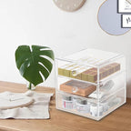 AJIODA Makeup Drawer Organizer Box with 3 Drawers, Acrylic Cosmetic Display Case Vanity Organizer Jewelry Storage Box Stackab