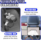 YoRise Multifunctional Car Back Seat Organizer, Leather Automotive Headrest Phone & Tissue & Cup Holder with Hooks, Family Travel Vehicle Backseat Storage Box for Drink, Snack, Handbag (White)
