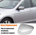Yumzeco Compatible with Honda Accord Side Mirror Cover Trim 8th Gen 2008 2009 2010 2011 2012, Silver Door Rearview Mirror Cap Replacement for Honda Accord W/O Light Hole - Left Driver Side