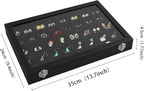 Wudygirl Jewelry Organizer 40 Grid Earring Holder Organizer with Clear Lid Jewelry Box for Rings Earrings Bracelets Storage D